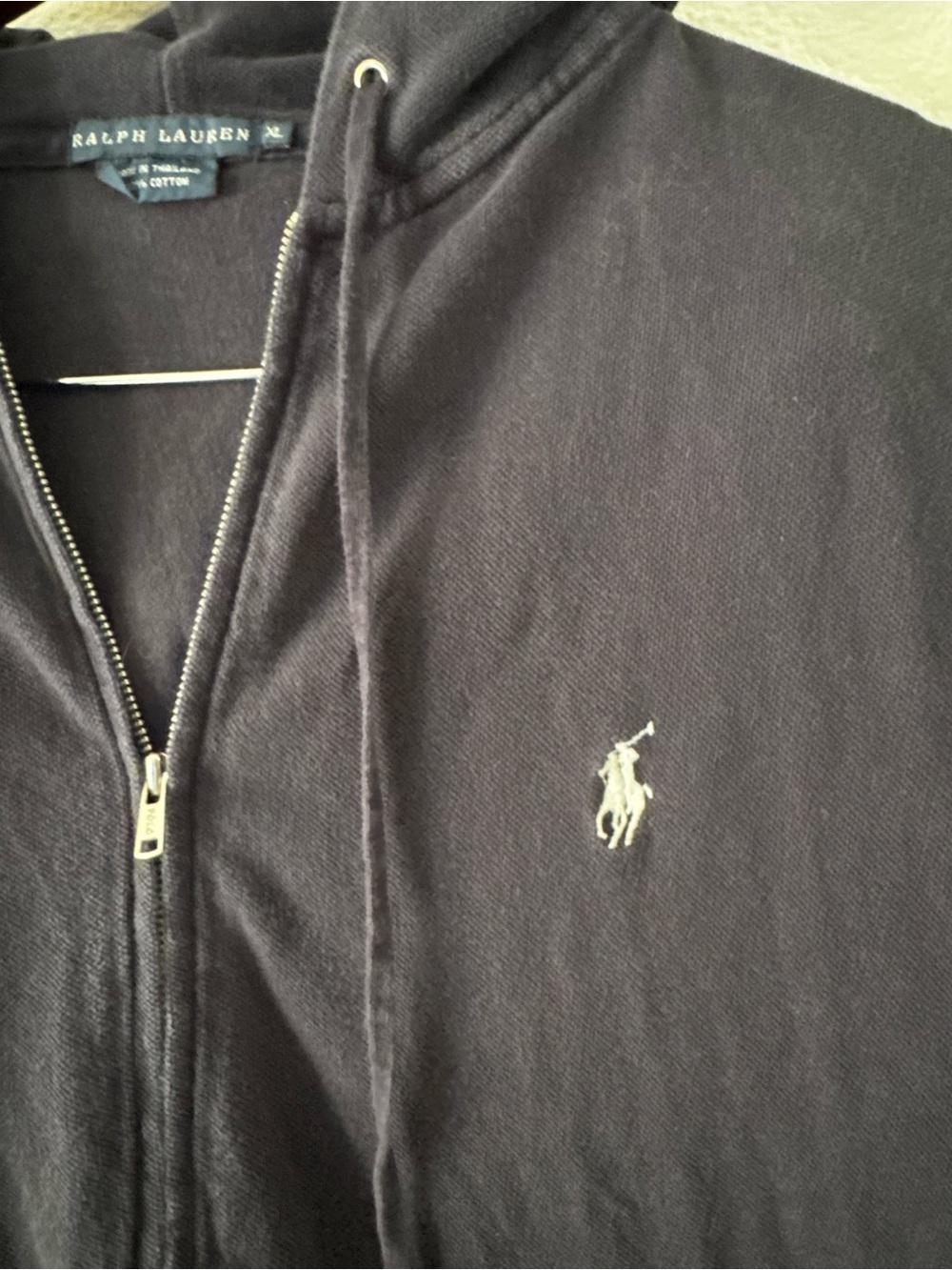 Polo Ralph Lauren Vintage Navy Zip Up Hoodie XL Preppy Athleisure Vintage - Picture 8 of 13
